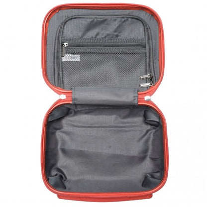 K1871-1L - Kono ABS Sculpted Horizontal Design 4 Pcs Suitcase Set With Vanity Case - Coral