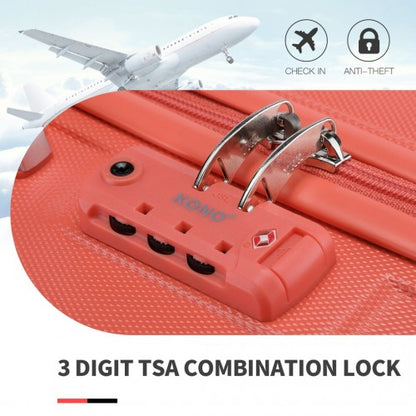 K1871-1L - Kono ABS 4 Wheel Suitcase Set with Vanity Case - Coral