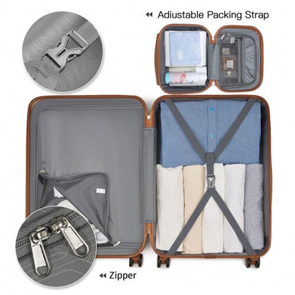 K1871-1L - Kono ABS 4 Wheel Suitcase Set with Vanity Case - Green And Brown