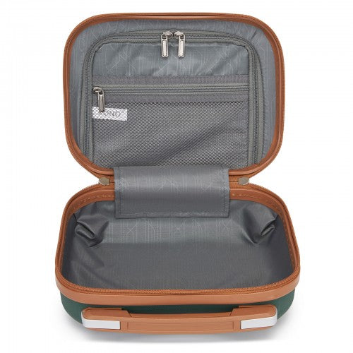 K1871-1L - Kono ABS 4 Wheel Suitcase Set with Vanity Case - Green And Brown