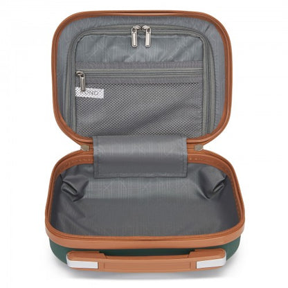 K1871-1L - Kono ABS 4 Wheel Suitcase Set with Vanity Case - Green And Brown