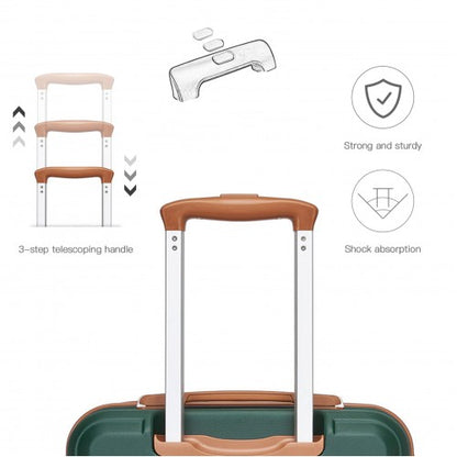 K1871-1L - Kono ABS 24 Inch Sculpted Horizontal Design Suitcase - Green And Brown