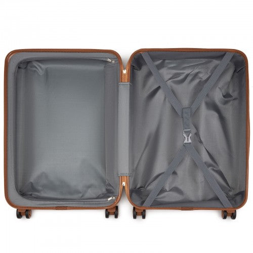 K1871-1L - Kono ABS 24 Inch Sculpted Horizontal Design Suitcase - Green And Brown