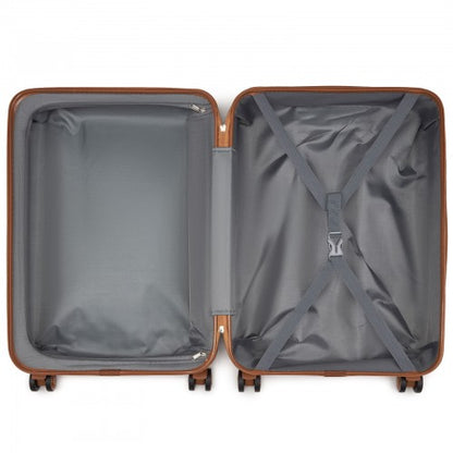 K1871-1L - Kono ABS 24 Inch Sculpted Horizontal Design Suitcase - Green And Brown