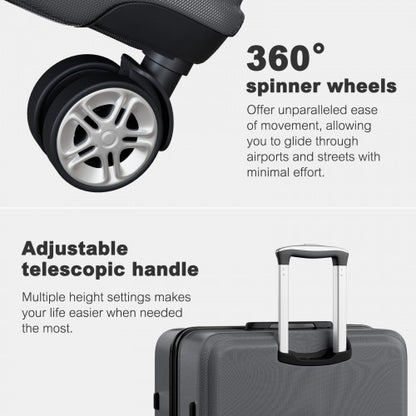 K1871-1L - Kono ABS+PC 32 Inch Extra-Large Suitcase, Sculpted Horizontal Design, Hard-Shell Wheeled Luggage with Telescopic Handle - Grey