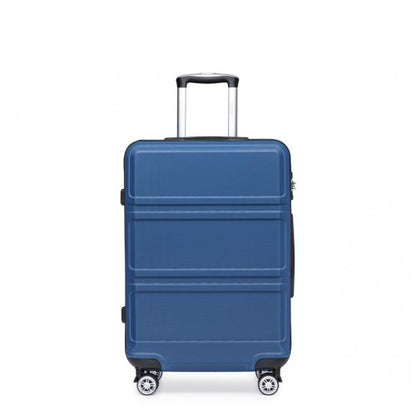K1871-1L - Kono ABS 20 Inch Sculpted Horizontal Design Cabin Luggage - Navy Blue