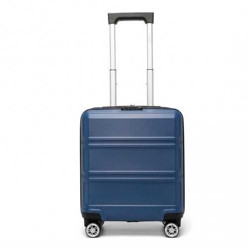 K1871-1L - Kono ABS 16 Inch Sculpted Horizontal Design Cabin Luggage - Navy