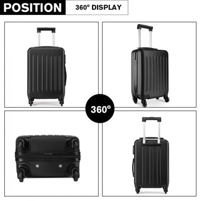 K1872L - Kono 19-24-28 Inch ABS Hard Shell Luggage 4 Wheel Spinner Suitcase Set - Black