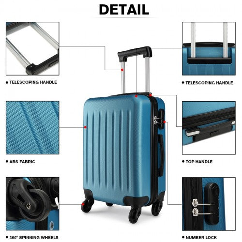 K1872L - Kono 24 Inch ABS Hard Shell Luggage 4 Wheel Spinner Suitcase - Navy