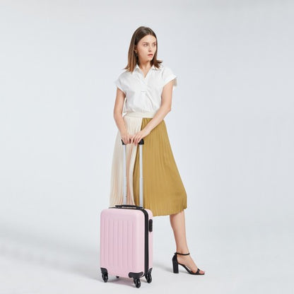 K1872L - Kono 19 Inch ABS Hard Shell Carry On Luggage 4 Wheel Spinner Suitcase - Black