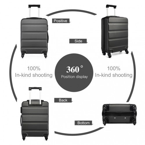 K1991-1L - Kono 24 Inch Horizontal Design ABS Hard Shell Suitcase With TSA Lock - Grey