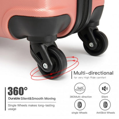 K1991-1L - Kono 24 Inch Horizontal Design ABS Hard Shell Suitcase With TSA Lock - Nude