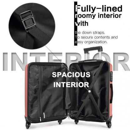 K1991-1L - Kono 24 Inch Horizontal Design ABS Hard Shell Suitcase With TSA Lock - Nude