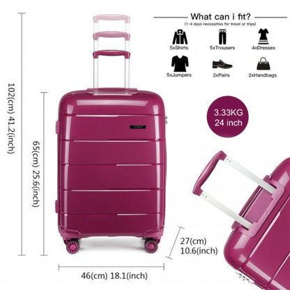 K1997L - KONO 24 INCH HARD SHELL PP SUITCASE - PURPLE