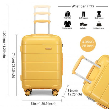 K1997L - KONO 20-24-28” HARD SHELL PP SUITCASE SET - YELLOW