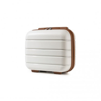 K2091L - Kono 14 Inch Multi Texture Hard Shell PP Vanity Case - Classic Collection - Cream