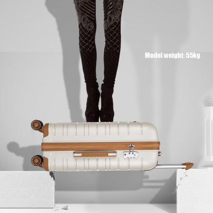 K2091L - Kono Multi Texture Hard Shell PP Suitcase 3 Pieces Set - Classic Collection - Cream
