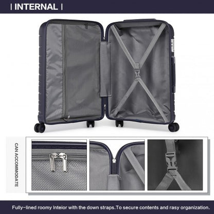 K2091L - Kono 24 Inch Multi Texture Hard Shell PP Suitcase - Classic Collection - Navy