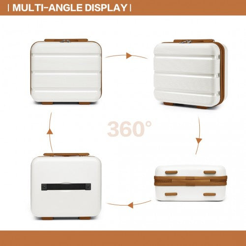K2092L - Kono 14 Inch Bright Hard Shell PP Vanity Case - Cream
