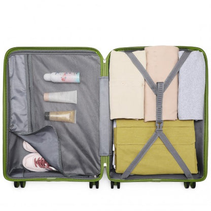 K2092L - Kono 20 Inch Bright Hard Shell PP Carry-On Suitcase In Cabin Size - Green