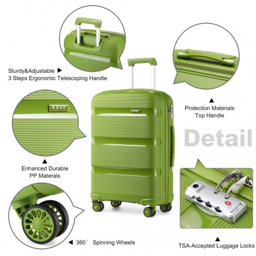 K2092L - Kono 24 Inch Bright Hard Shell PP Suitcase - Classic Collection - Green