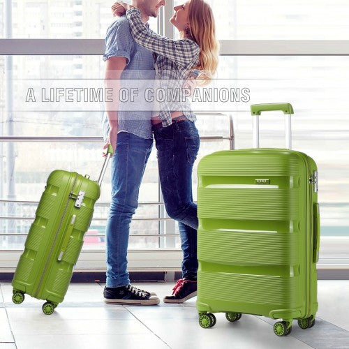 K2092L - Kono 24 Inch Bright Hard Shell PP Suitcase - Classic Collection - Green
