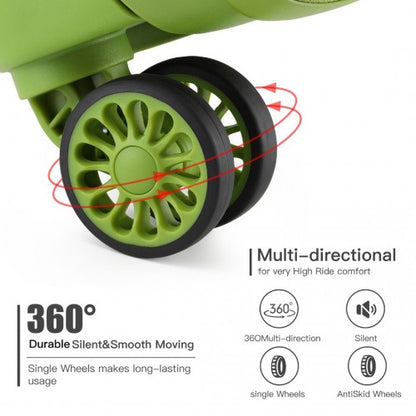 K2092L - Kono Bright Hard Shell PP Suitcase 3 Pieces Set - Classic Collection - Green