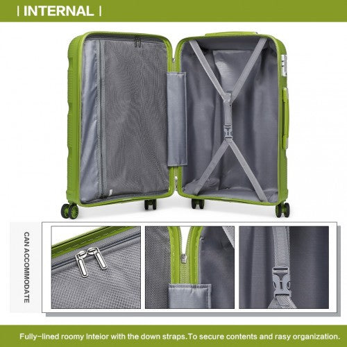 K2092L - Kono Bright Hard Shell PP Suitcase 3 Pieces Set - Classic Collection - Green