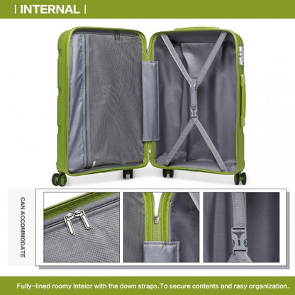 K2092L - Kono Bright Hard Shell PP Suitcase 3 Pieces Set - Classic Collection - Green