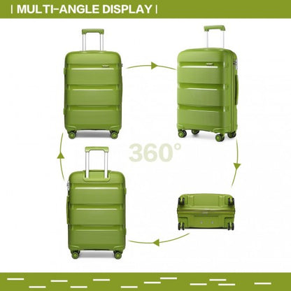 K2092L - Kono 24 Inch Bright Hard Shell PP Suitcase - Classic Collection - Green
