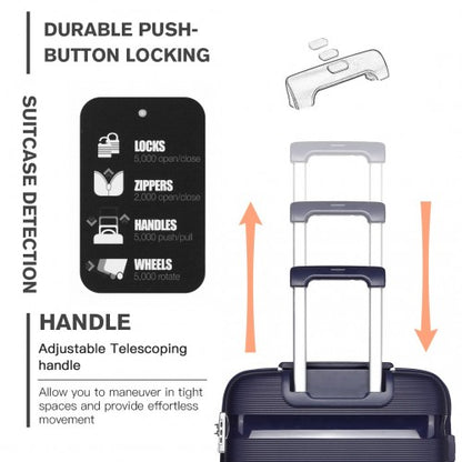 K2092L - Kono 24 Inch Bright Hard Shell PP Suitcase - Classic Collection - Navy