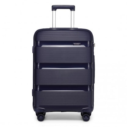 K2092L - Kono 20 Inch Bright Hard Shell PP Carry-On Suitcase In Cabin Size - Navy