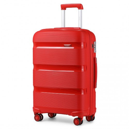 K2092L - Kono 28 Inch Bright Hard Shell PP Suitcase - Classic Collection - Red