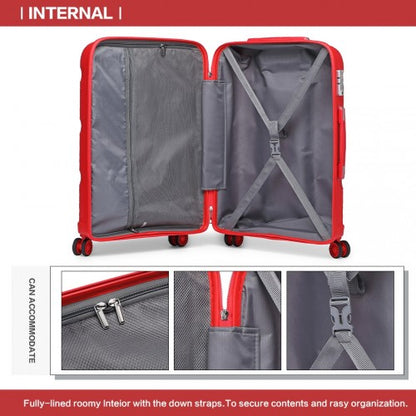 K2092L - Kono 24 Inch Bright Hard Shell PP Suitcase - Classic Collection - Red