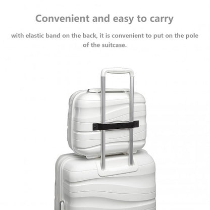 K2094L - Kono 14 Inch Lightweight Polypropylene Hard Shell Vanity Case - Cream White
