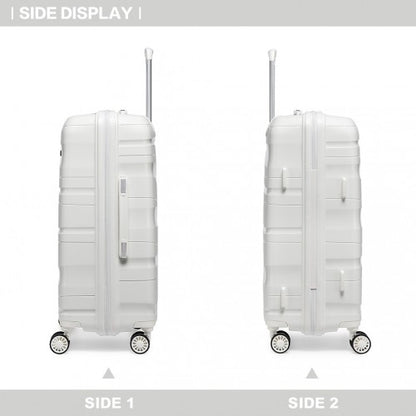 K2094L - Kono 24 Inch Lightweight Polypropylene Hard Shell Suitcase With TSA Lock - Cream White