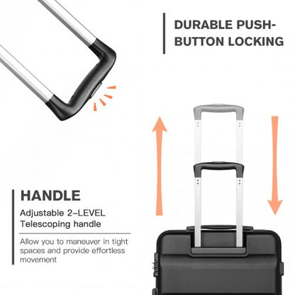 K2191L - Kono 24 Inch Check in Luggage - Streamlined ABS Hardshell Suitcase with Secure TSA Lock - Black