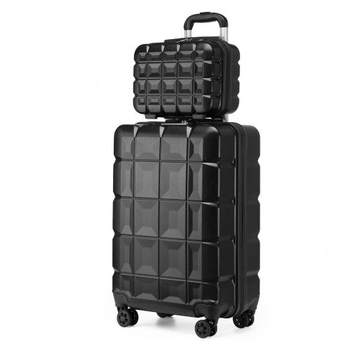 K2292L - Kono 13/20 Inch Lightweight Hard Shell ABS Cabin Suitcase With TSA Lock And Vanity Case - Black