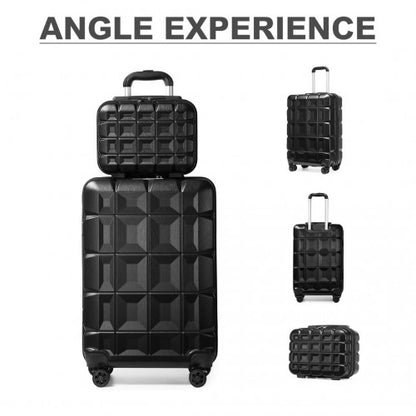 K2292L - Kono 13/20 Inch Lightweight Hard Shell ABS Cabin Suitcase With TSA Lock And Vanity Case - Black
