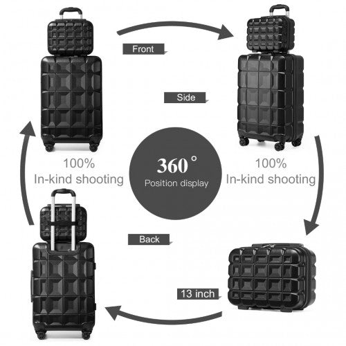 K2292L - Kono 13/20 Inch Lightweight Hard Shell ABS Cabin Suitcase With TSA Lock And Vanity Case - Black