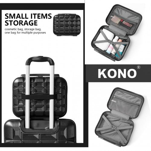 K2292L - Kono 13/20 Inch Lightweight Hard Shell ABS Cabin Suitcase With TSA Lock And Vanity Case - Black