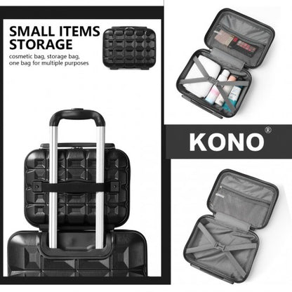 K2292L - Kono 13/20 Inch Lightweight Hard Shell ABS Cabin Suitcase With TSA Lock And Vanity Case - Black