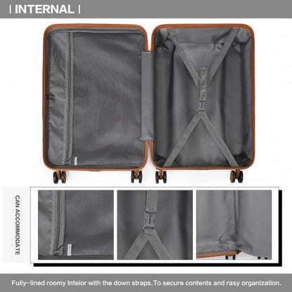 K2292L - Kono Lightweight Hard Shell ABS Suitcase With TSA Lock And Vanity Case 4 Piece Set - Grey