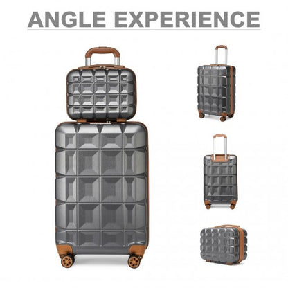 K2292L - Kono 13/20 Inch Lightweight Hard Shell ABS Cabin Suitcase With TSA Lock And Vanity Case - Grey