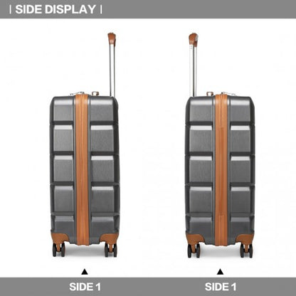 K2292L - Kono 20 Inch Lightweight Hard Shell ABS Luggage Cabin Suitcase With TSA Lock - Grey