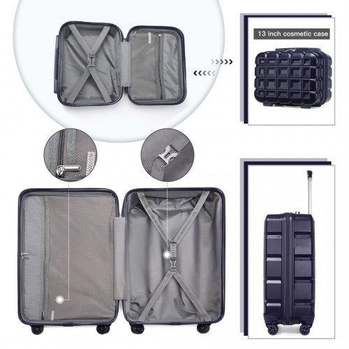 K2292L - Kono 13/20 Inch Lightweight Hard Shell ABS Cabin Suitcase With TSA Lock And Vanity Case - Navy