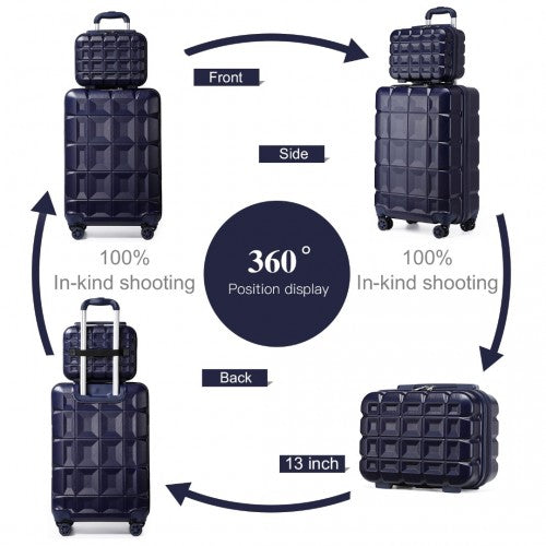 K2292L - Kono 13/20 Inch Lightweight Hard Shell ABS Cabin Suitcase With TSA Lock And Vanity Case - Navy