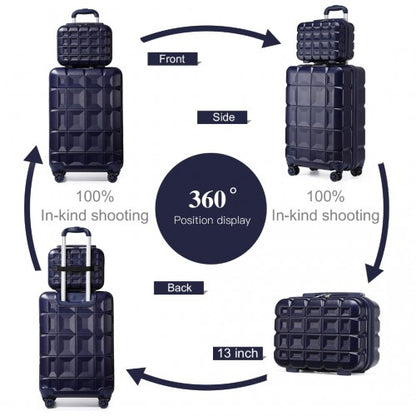 K2292L - Kono 13/20 Inch Lightweight Hard Shell ABS Cabin Suitcase With TSA Lock And Vanity Case - Navy