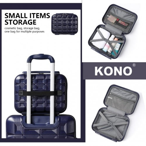 K2292L - Kono 13/20 Inch Lightweight Hard Shell ABS Cabin Suitcase With TSA Lock And Vanity Case - Navy