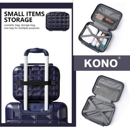 K2292L - Kono 13/20 Inch Lightweight Hard Shell ABS Cabin Suitcase With TSA Lock And Vanity Case - Navy